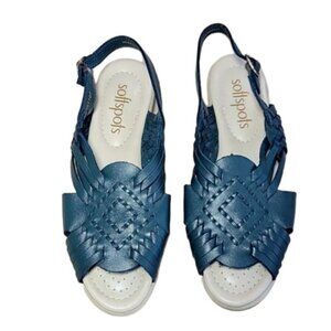 Navy Blue Leather Softspots Sandals Size 7M EUC